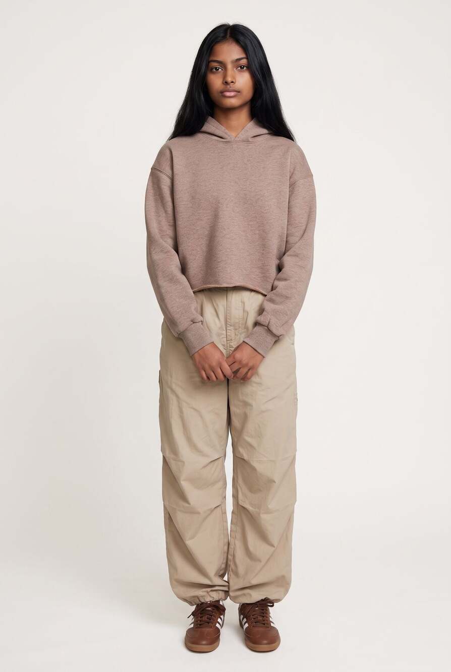 Art Class Brown Heathered Cropped Raw-Hem Hoodie Sweatshirt